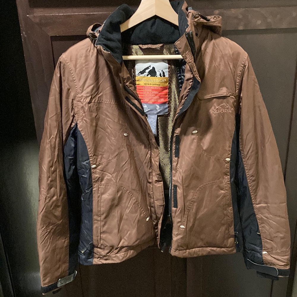 Women’s Brown and Black Polar Edge size S jacket with detachable hood